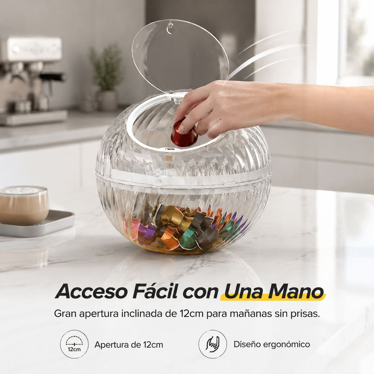 、chocolates y cápsulas de café, diseño simple y elegante