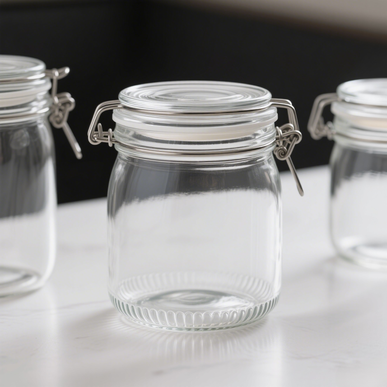 Modern pantry with transparent storage containers