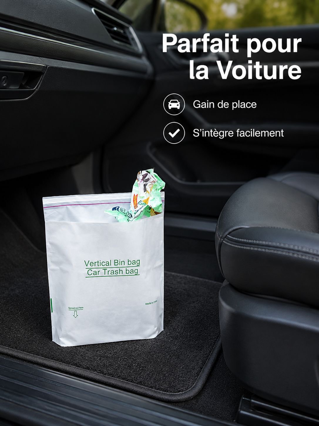 Sac poubelle debout spécial voiture pour usage domestique