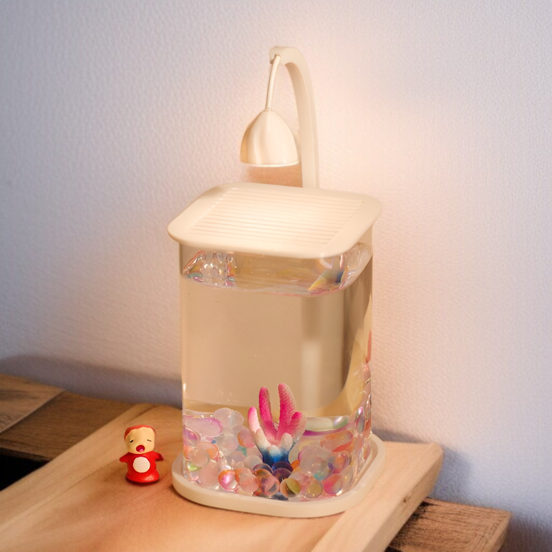 魚の水槽の闘魚、特別な魚の水槽、スーパーホワイトの小さな魚の水槽、怠惰なガラスの水槽、リビングルームの創造的なデスクトップの魚の水槽の装飾品、高級な装飾ランプ