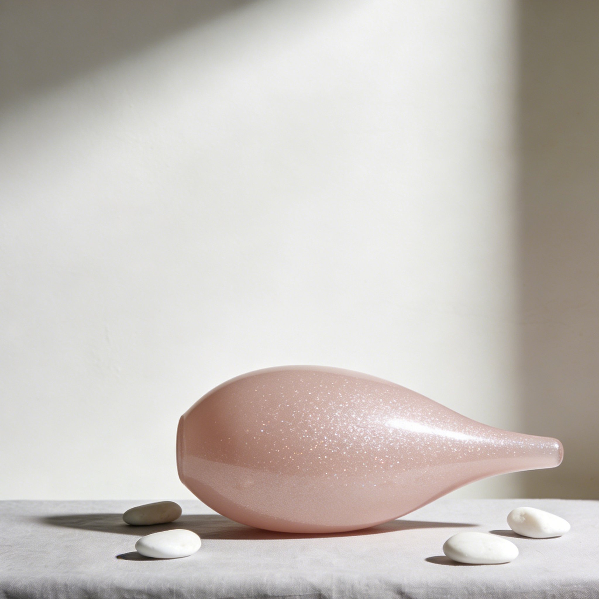 花やグリーンを飾ったシンプル花瓶型置物