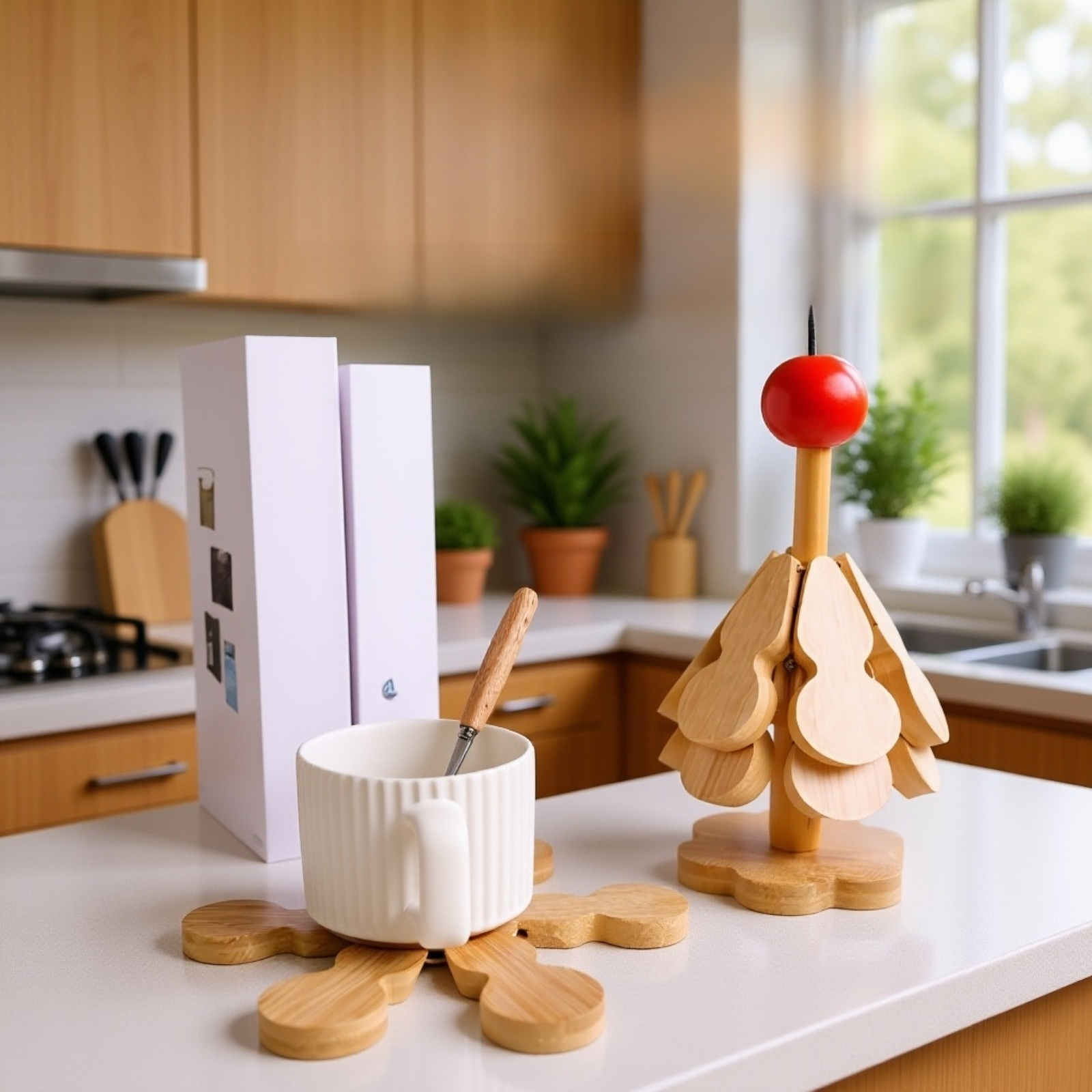 創意的な木の形のテーブルマット全体画像