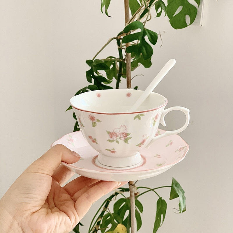 Juego de taza y platillo de café de cerámica