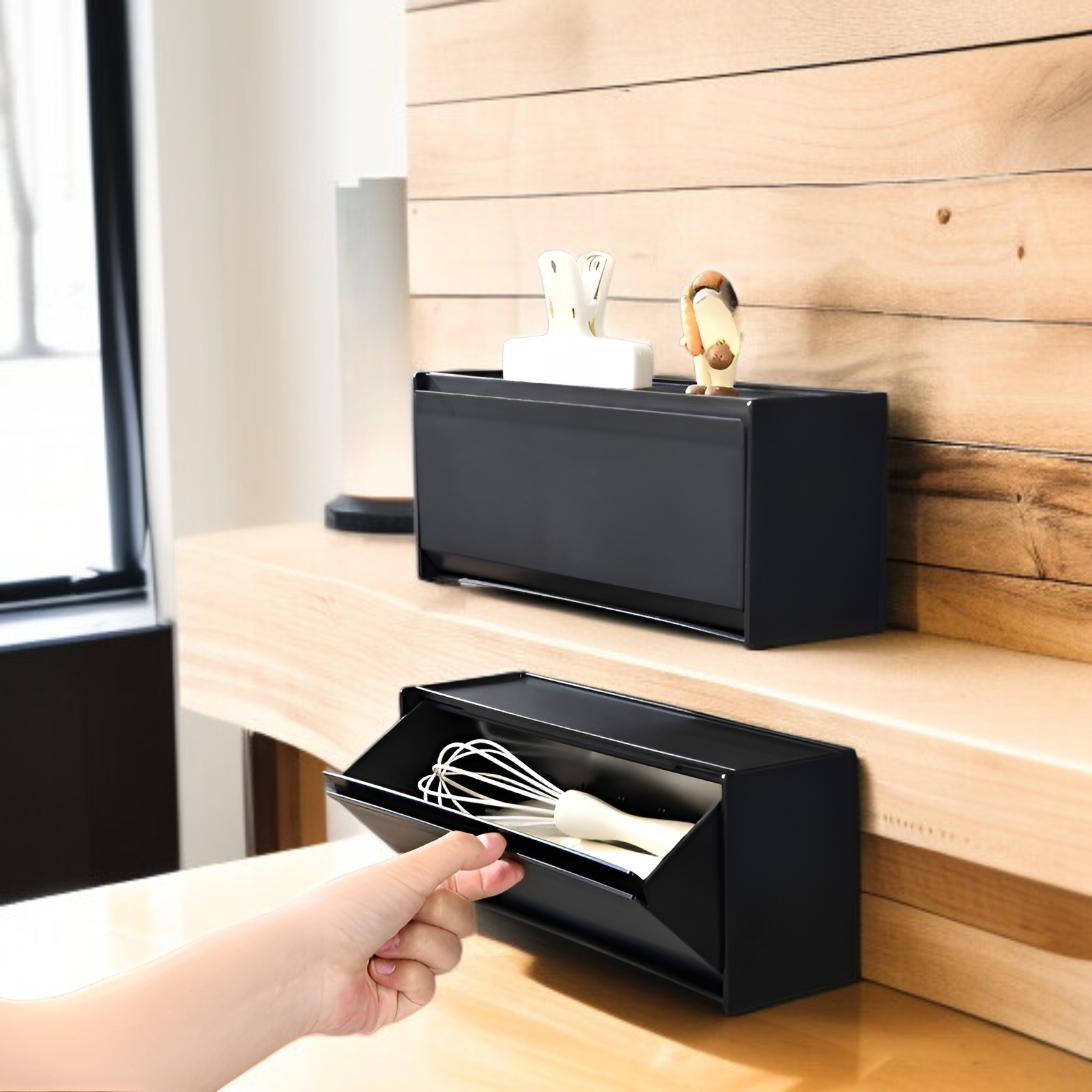 흡착식 디자인의 냉장고 정리함 클로즈업