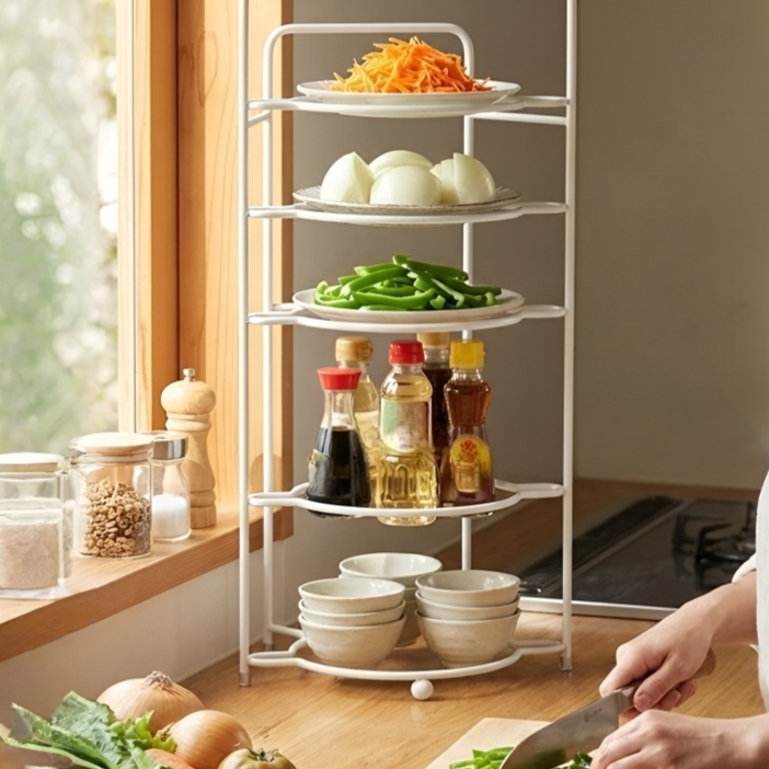 段付きキッチン用食品調理ラック