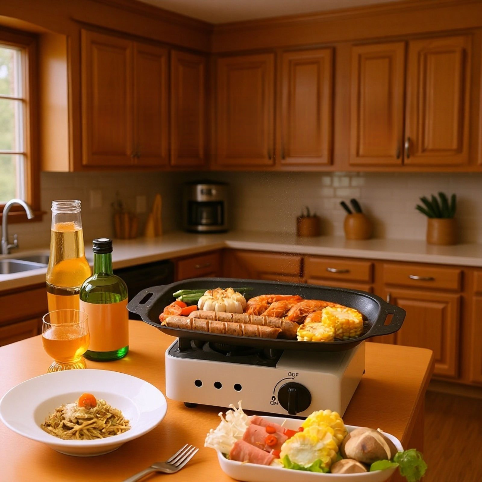 Home kitchen setup with Maifan stone grill pan