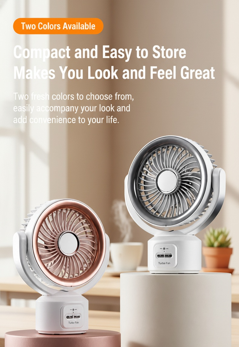 Night light mini desktop fan for dorm room