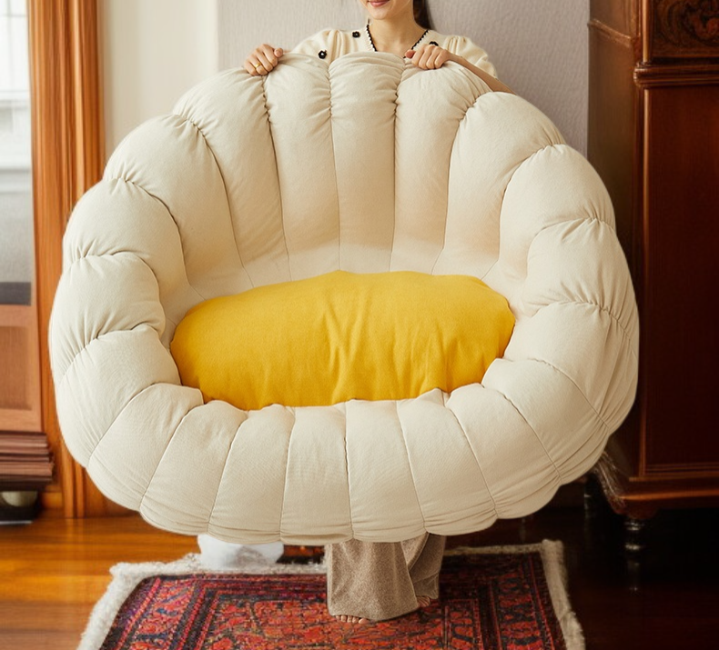 인체공학적 디자인의 원형 빈백