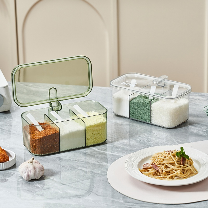 Caja de especias de cocina con compartimentos múltiples