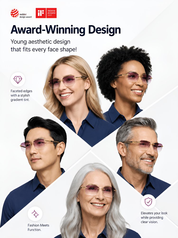 Frameless Rimless Bifocal Sunglasses
