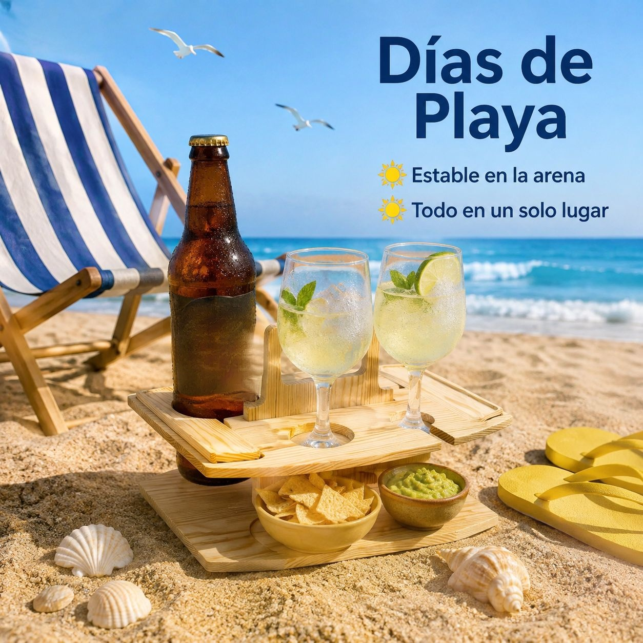 Bandeja portátil multicapa de madera para bebidas y aperitivos