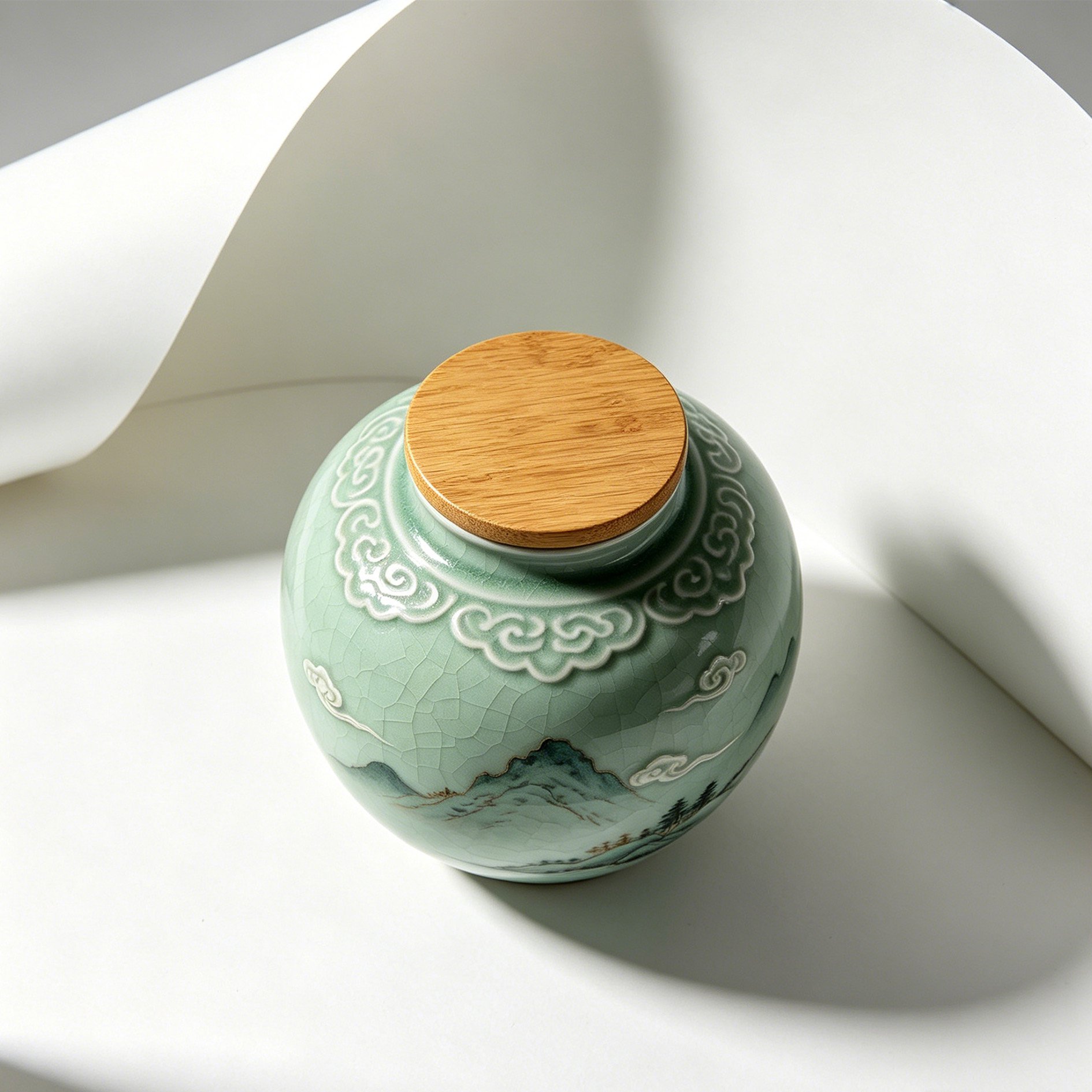Celadon handbemalte Aufbewahrungsflaschen (3 Stück)