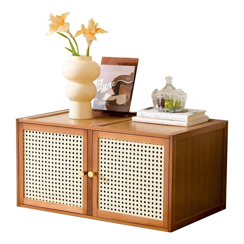 Solid wood lattice cabinet with drawers