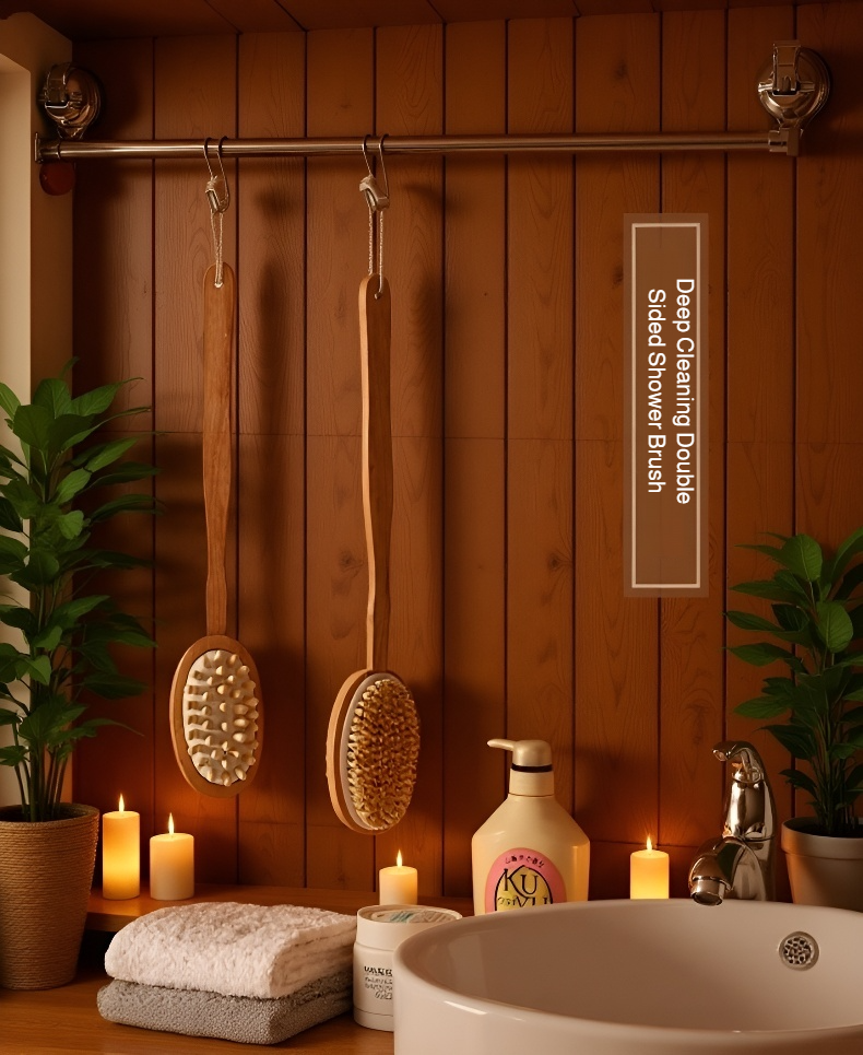 Boar bristle bath brush for powerful exfoliation