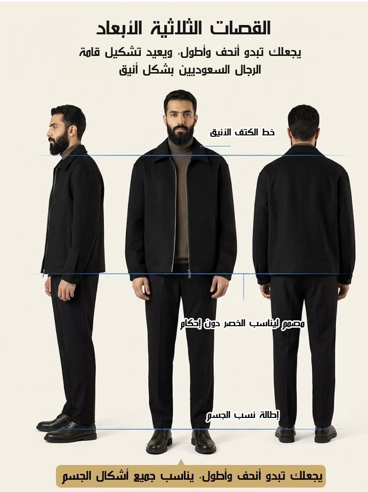 جاكيت رجالي من الصوف بياقة مطوية