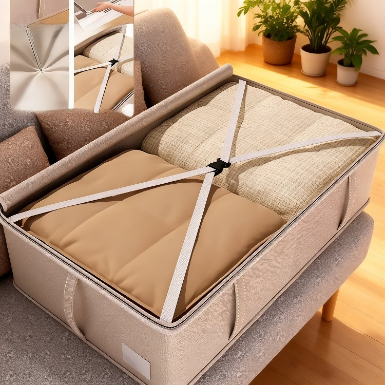 Flacher Unterbett-Aufbewahrungsbeutel für Kleidung, große Kapazität für Daunenjacken und Bettdecken