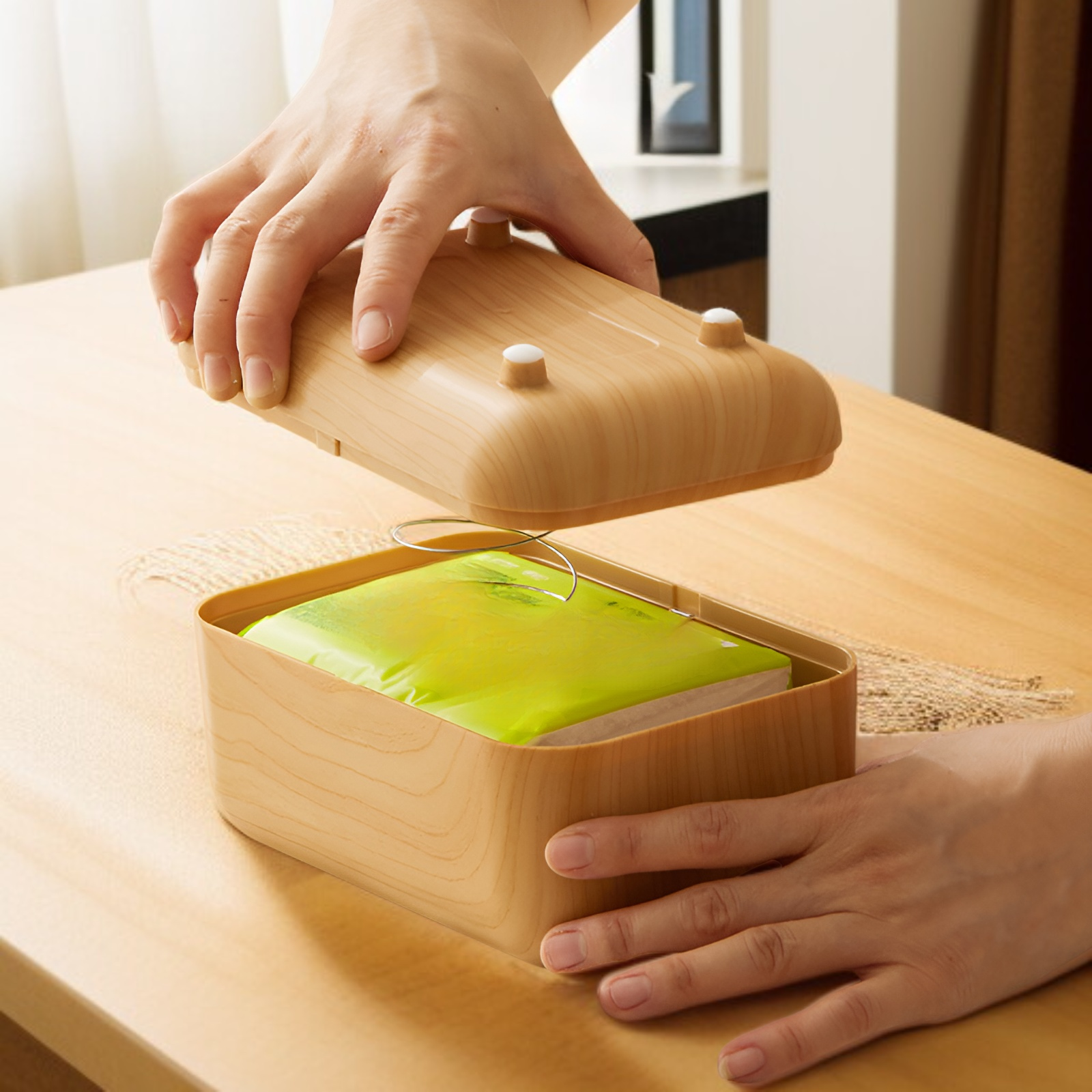 통나무 스타일 홈 데스크탑 냅킨 상자