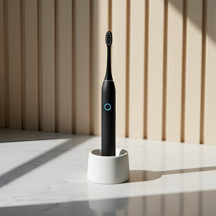 Jednoduchý černý elektrický zubní kartáček