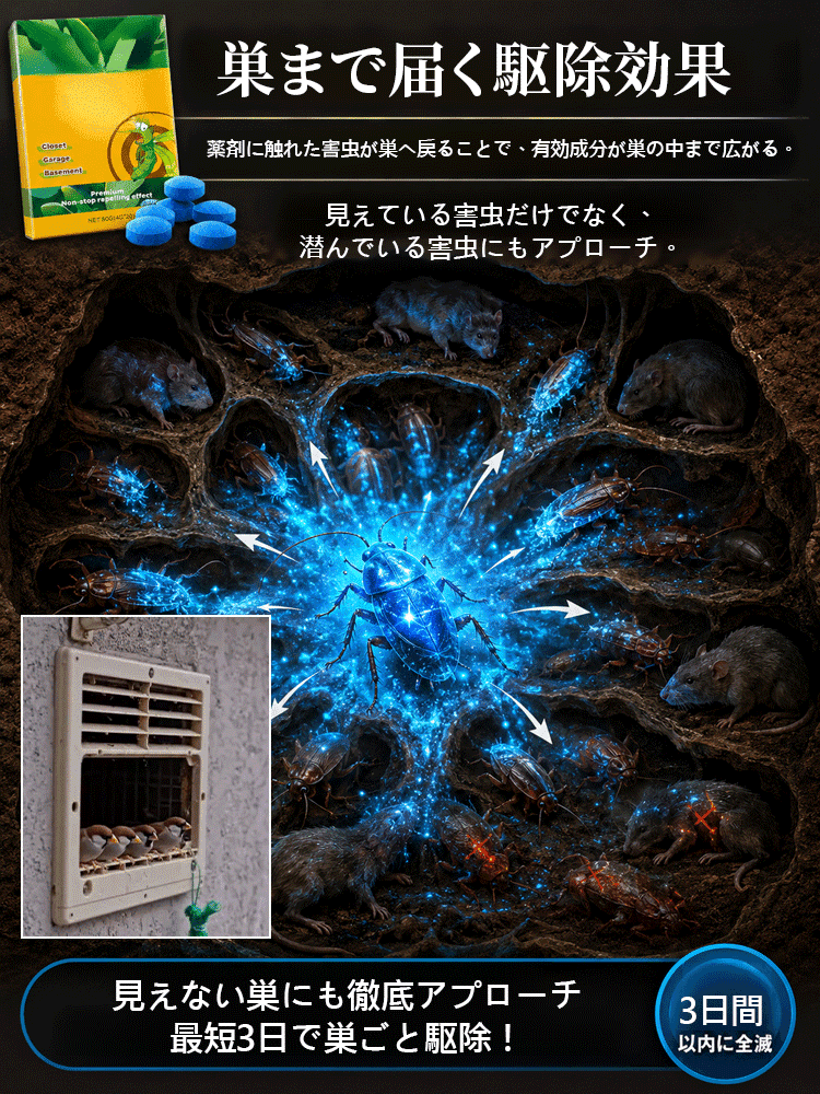 【家中まるごとガード！】置くだけ簡単害虫害獣忌避剤