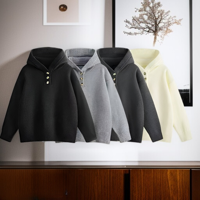 メンズ ファッションカジュアルゆったりフード付き厚手セーター