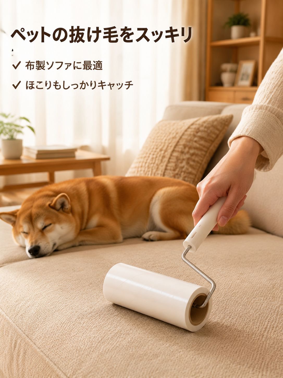 ちぎって使える粘着式粘着ローラー用紙。ペット用粘着ローラーの交換用芯。粘着力が強く、厚みがあります。