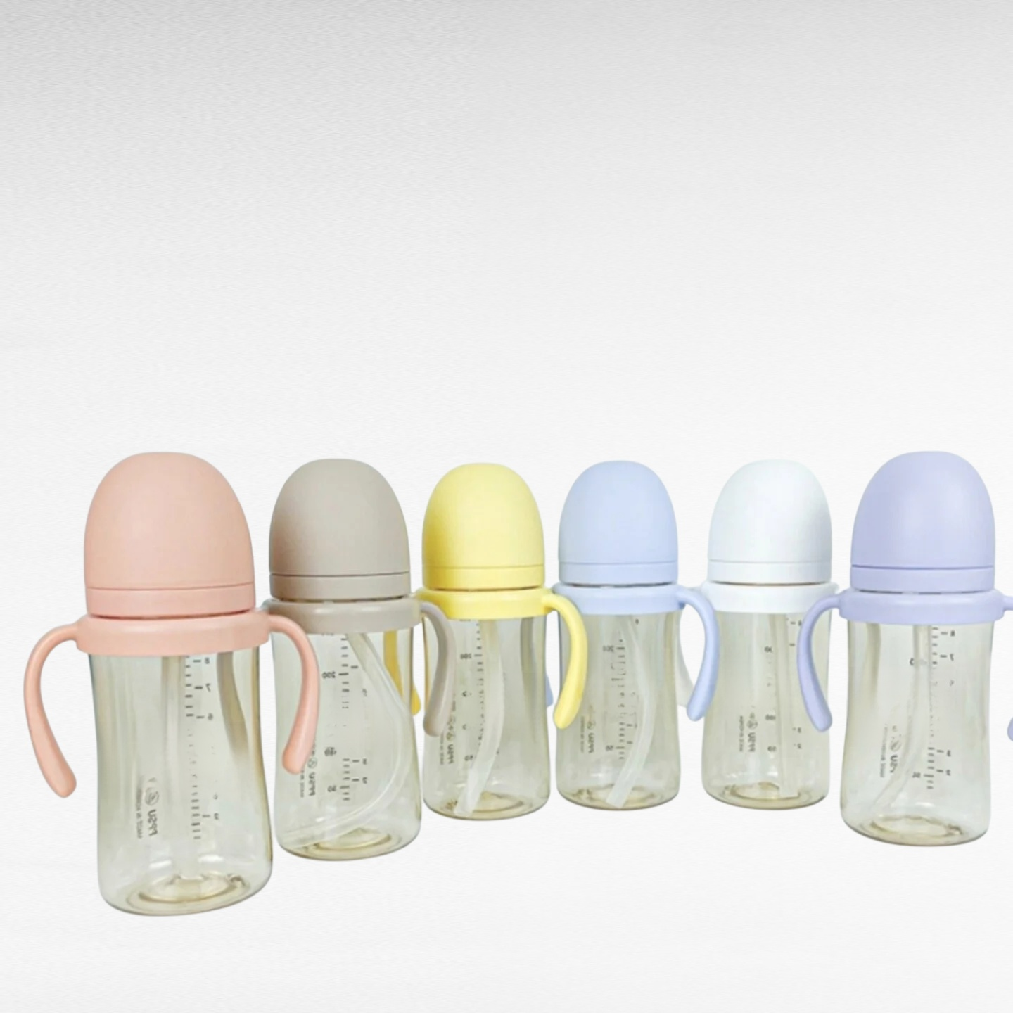二色ハンドル広口ベビーフィーディングボトル（滑り止め設計）