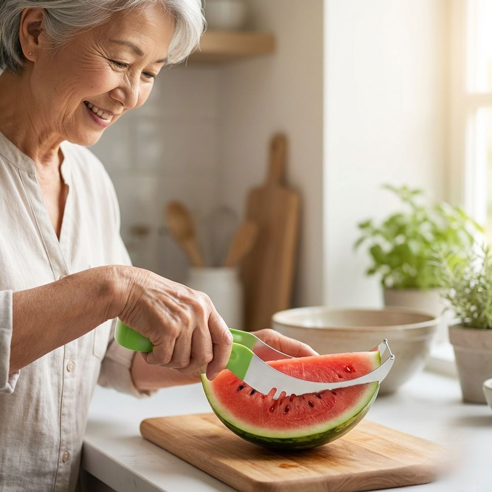 スイカダイスカッター 家庭用フルーツカッター スライス＆ダイス一体型