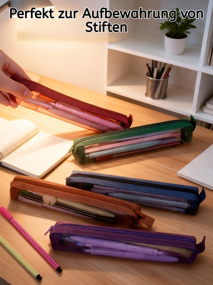 Mini-Federmäppchen aus Netzgewebe in Schwarz