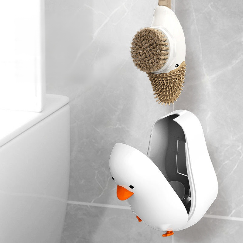 벽걸이형 액체 주입 노란 오리 변기솔