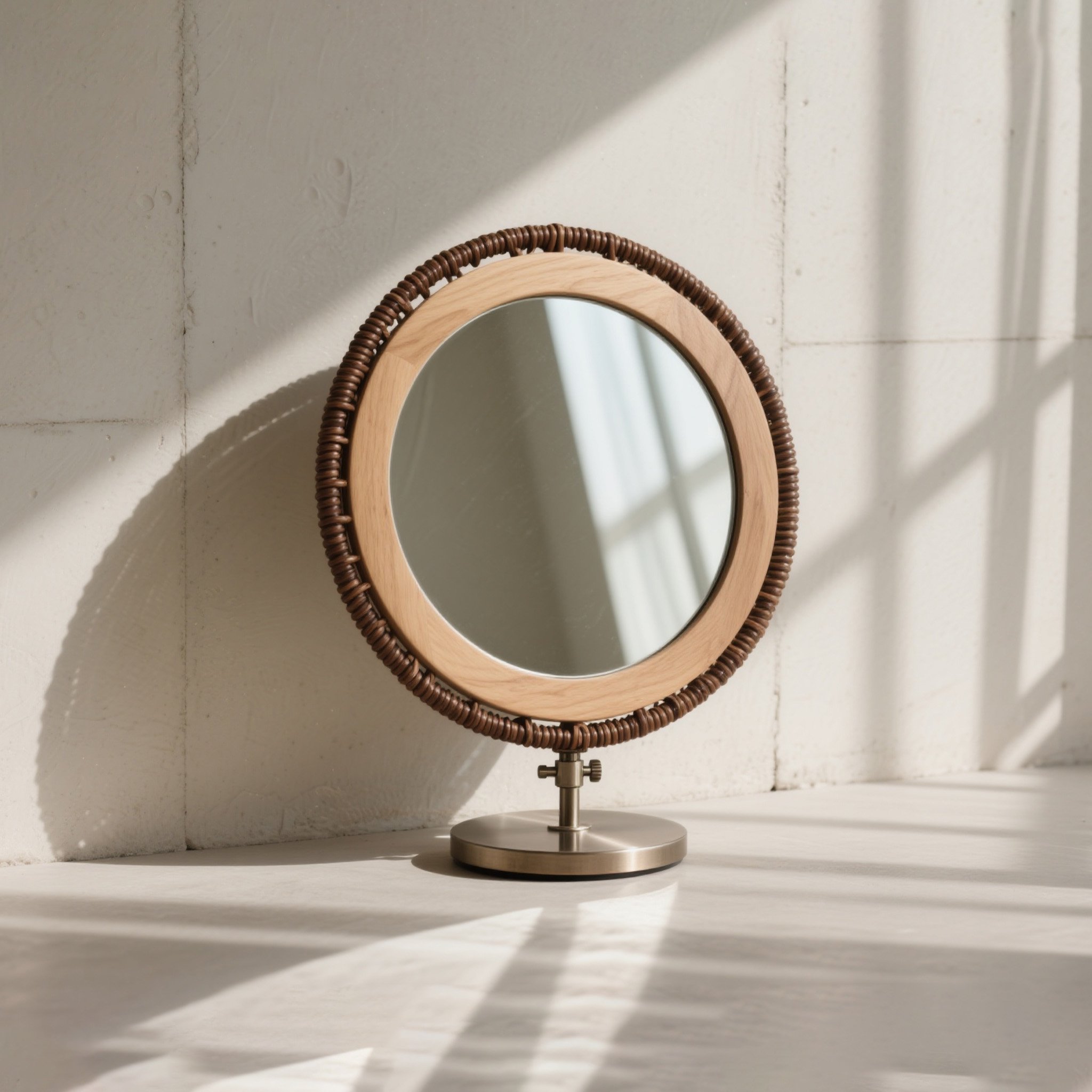 라탄 프레임 원목 화장용 거울 세트(2개)