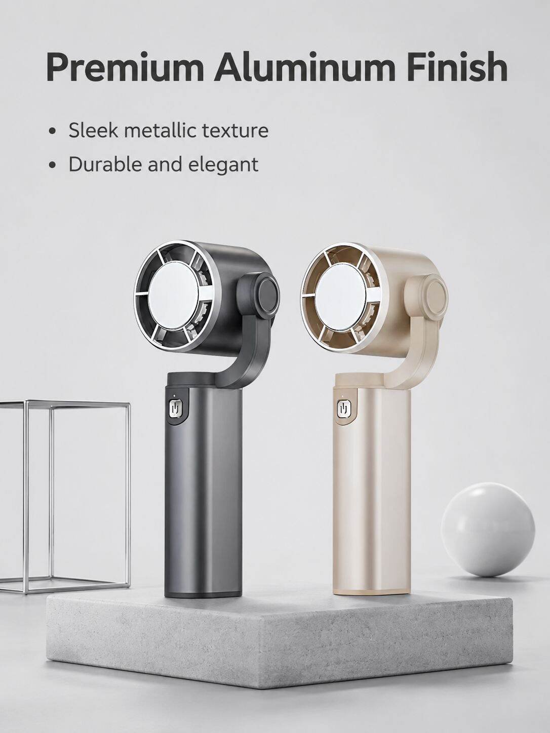 Portable Handheld Fan with Cooling Chip, Wearable Neck Fan & Desktop Stand, Mini Personal Fan