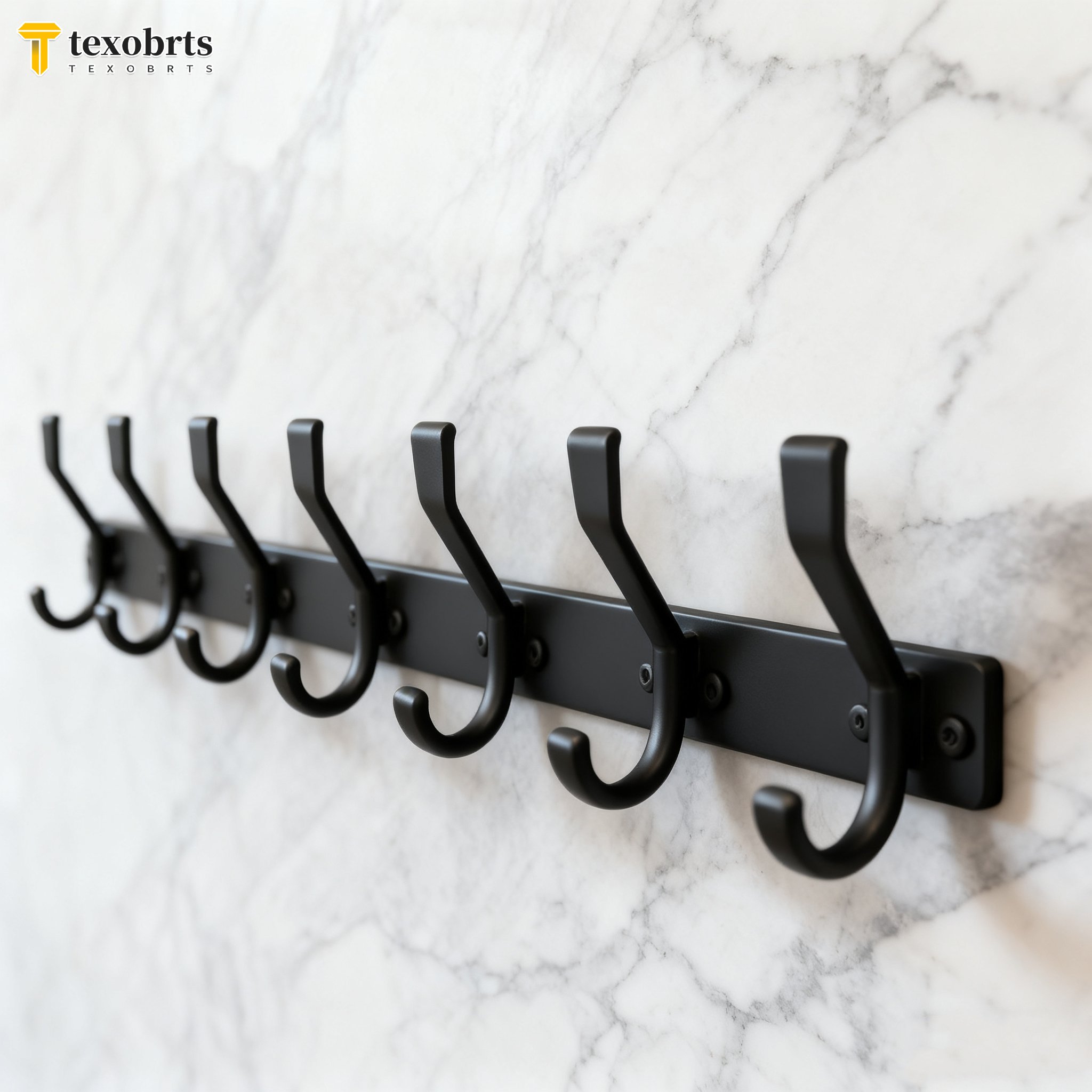  ราวแขวนเสื้อโลหะ 6 ตะขอในหนึ่งแถว