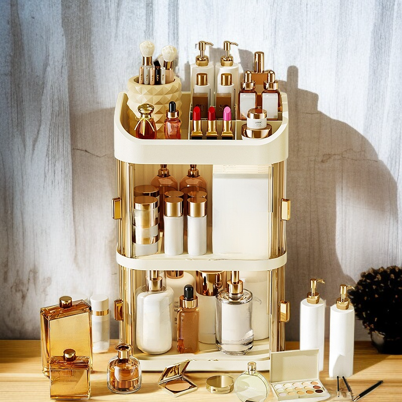 Large Capacity Dustproof Transparent Skincare Organizer Dormitory Desktop