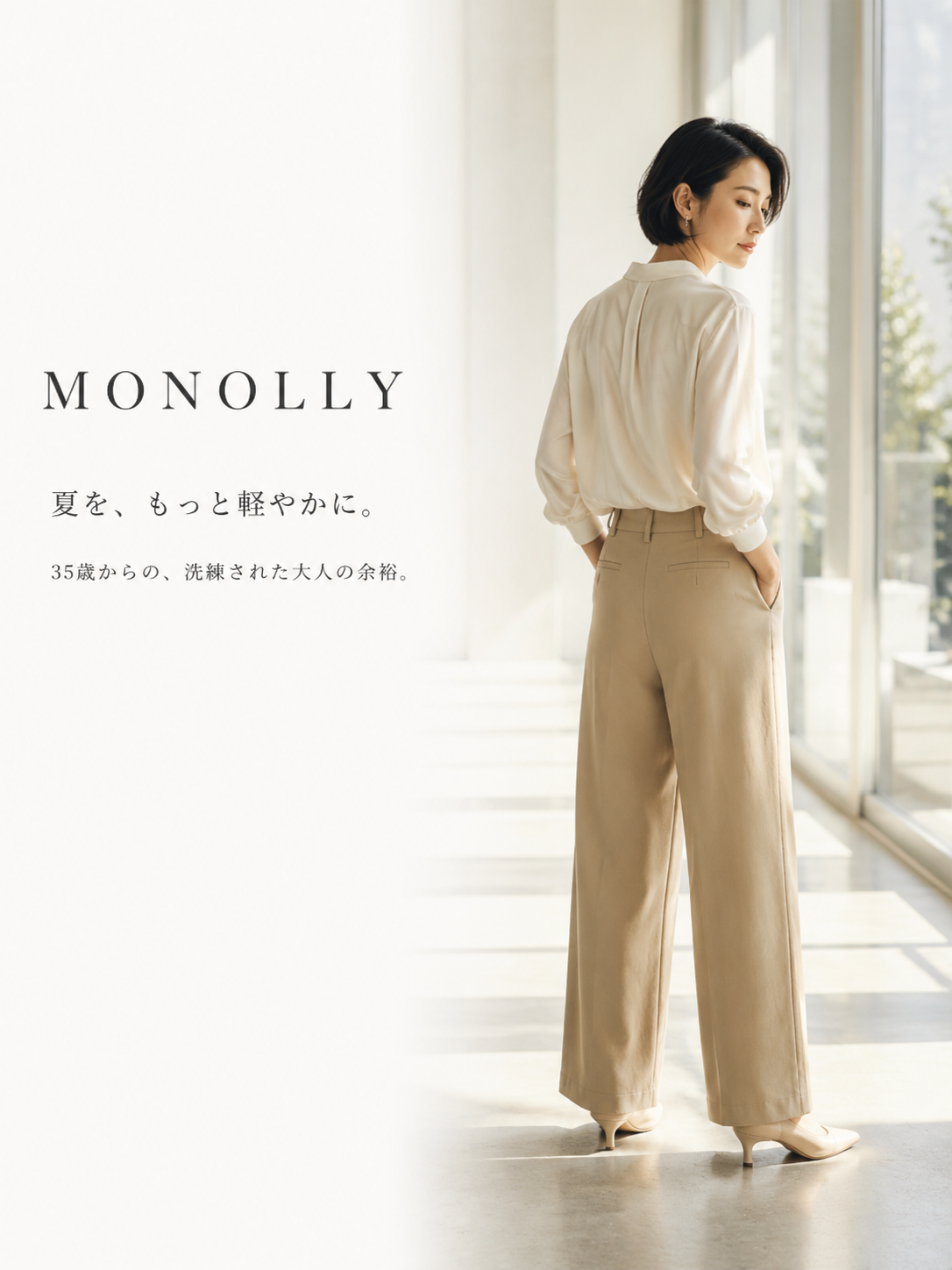 Monolly 接触冷感 美脚ワイドパンツ | 大人の自信を引き出す