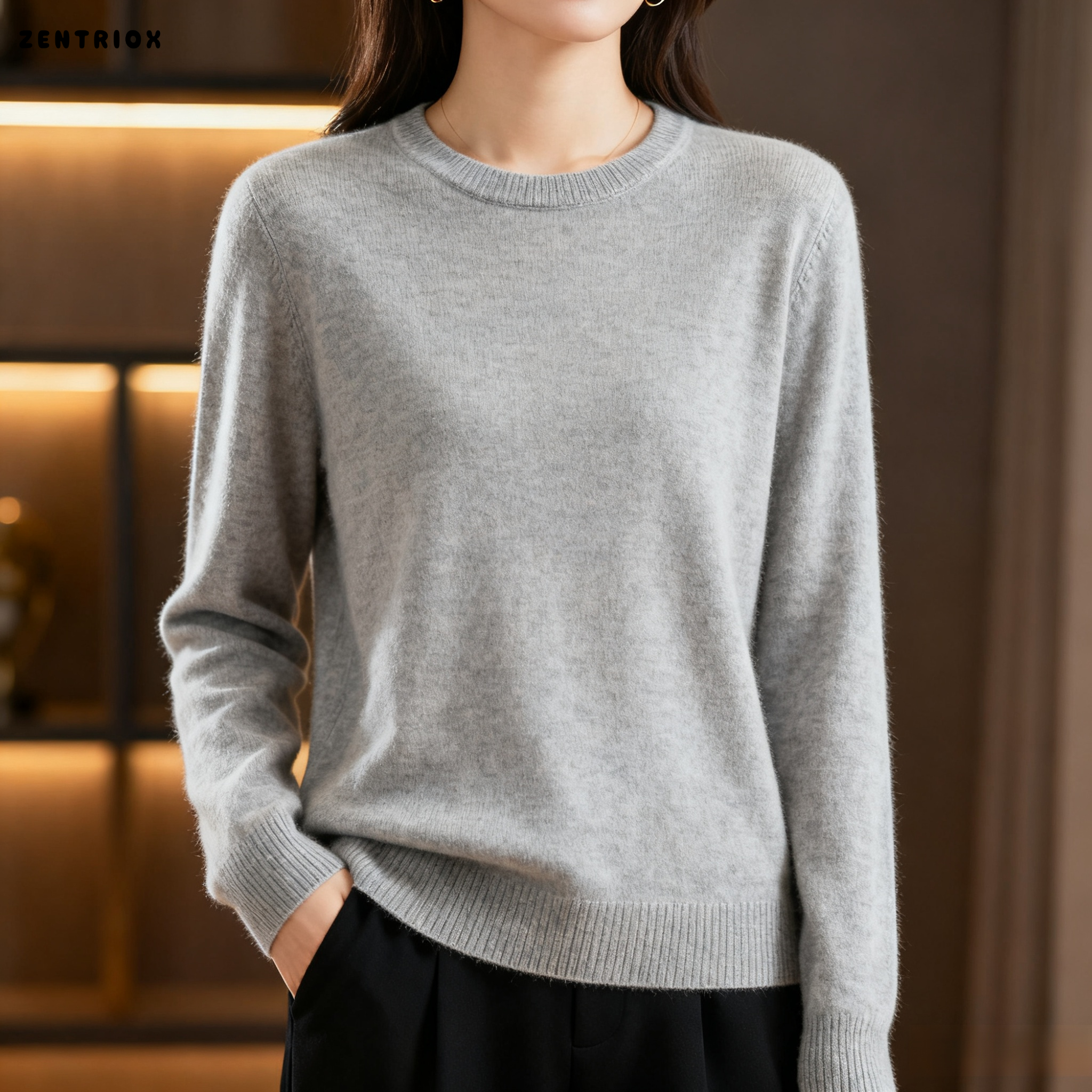 여성 가을 ​​겨울 신상 스웨터 니트 스웨터 하이엔드 레이지 스타일 긴팔 상의