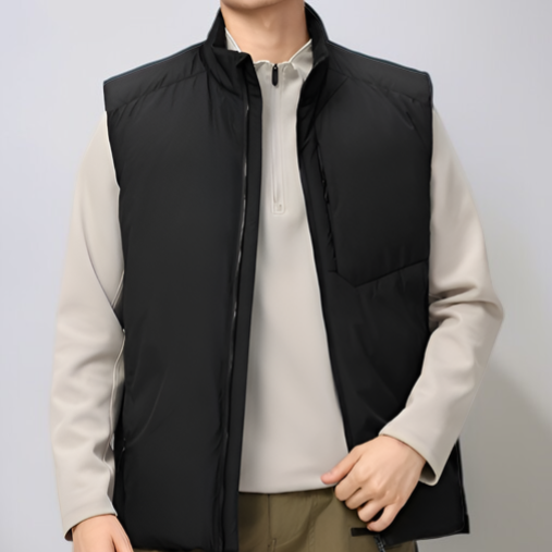 High-Quality White Duck Down Men's Stand Collar Vest - Thick