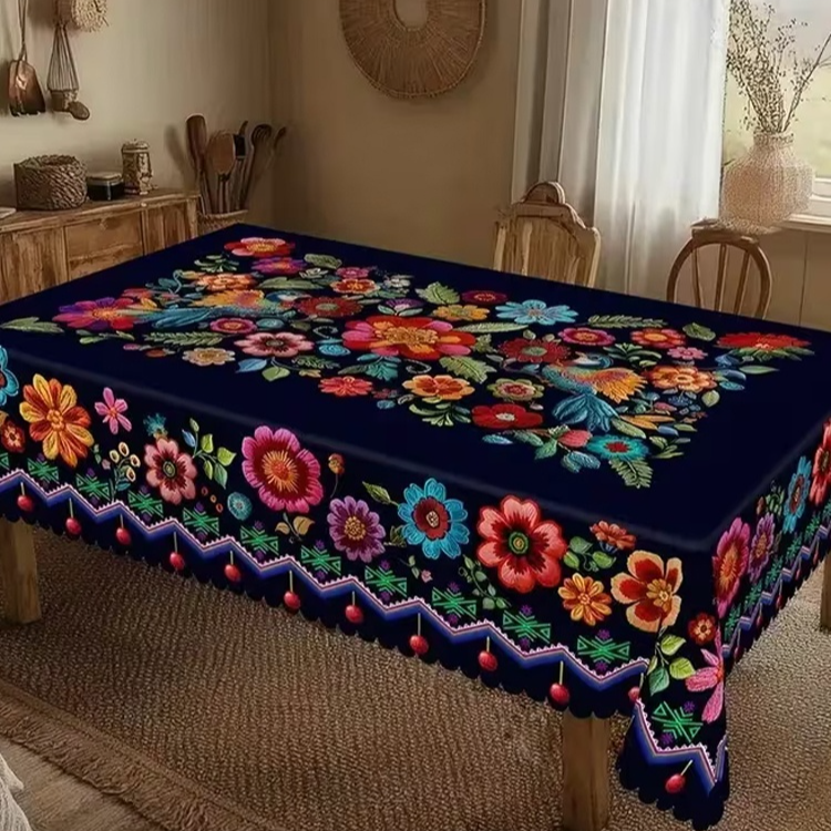 Mantel de flores coloridas y vibrantes
