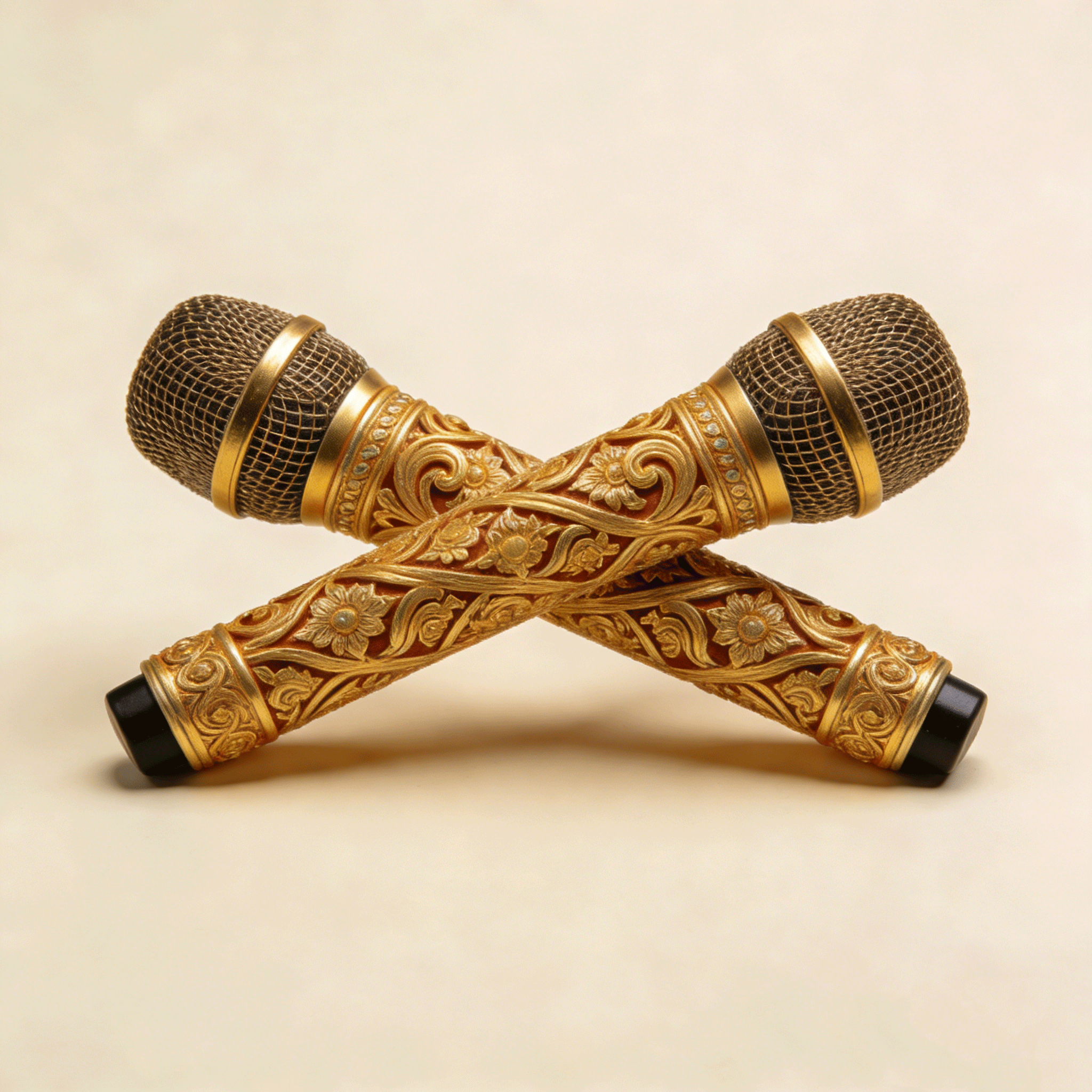 ไมโครโฟนสีทองสำหรับร้องเพลงและงานอีเว้นท์