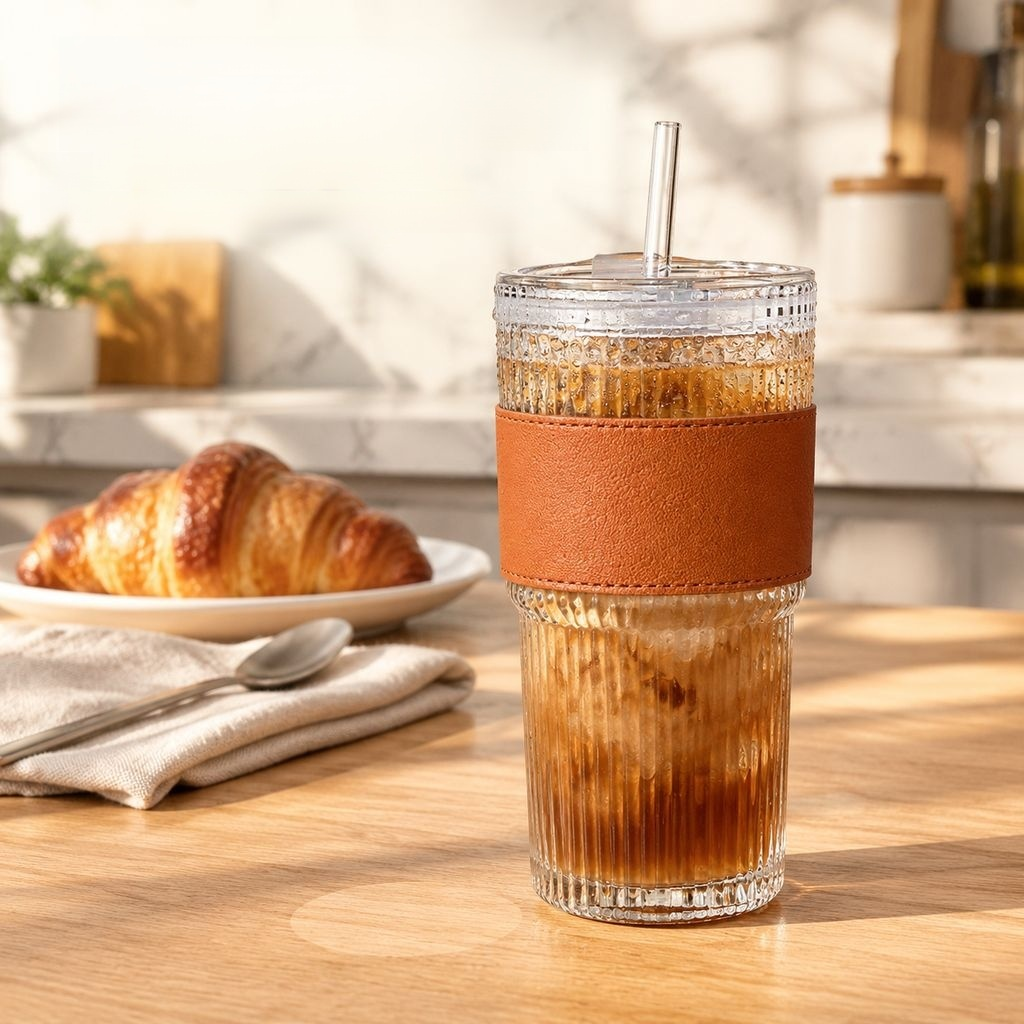 Minimalist Vertical Stripe Glass Cup