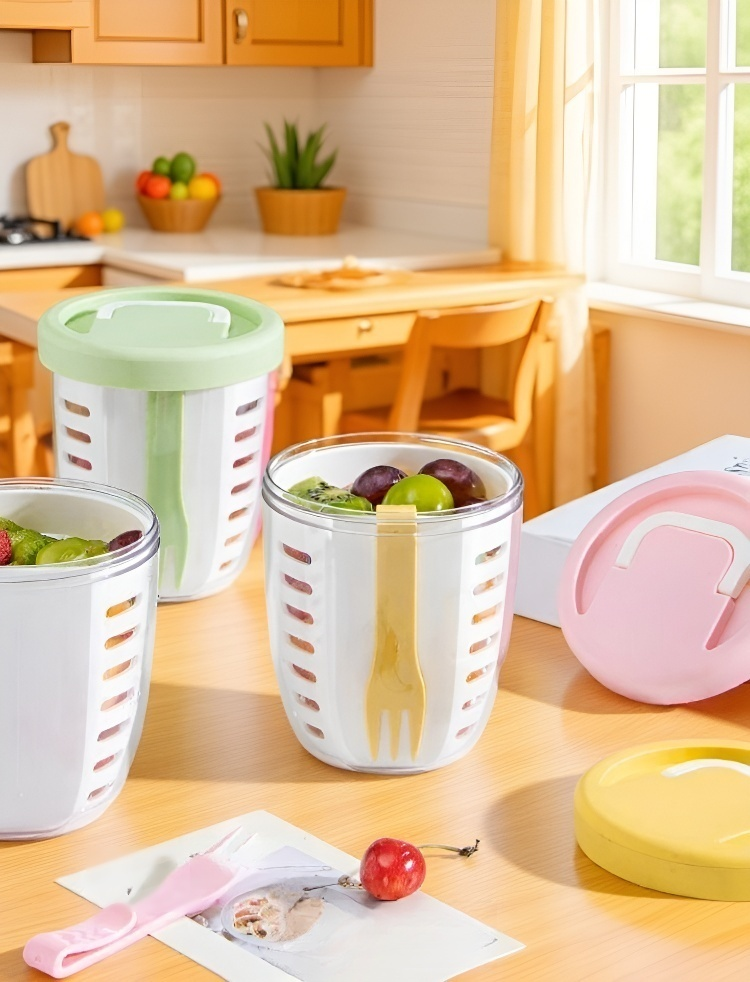 علبة تخزين أكواب الإفطار المحمولة للسفر