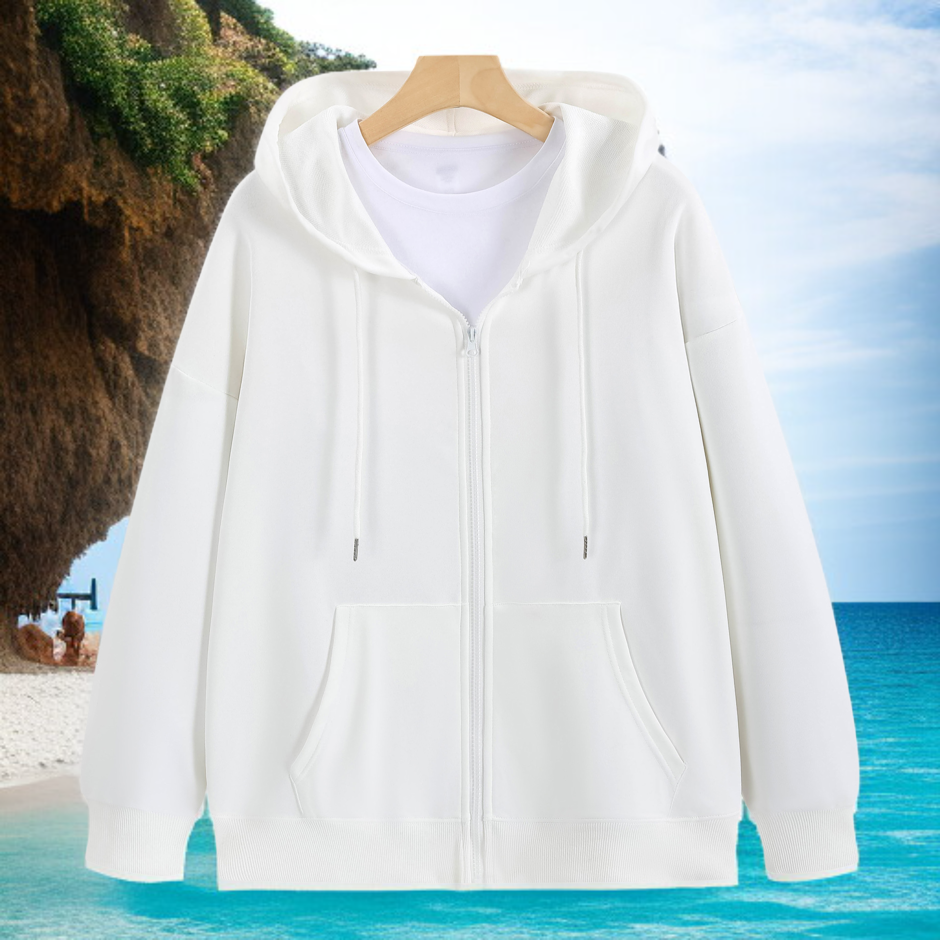 Sweatshirtjacke mit Kapuze und Reißverschluss