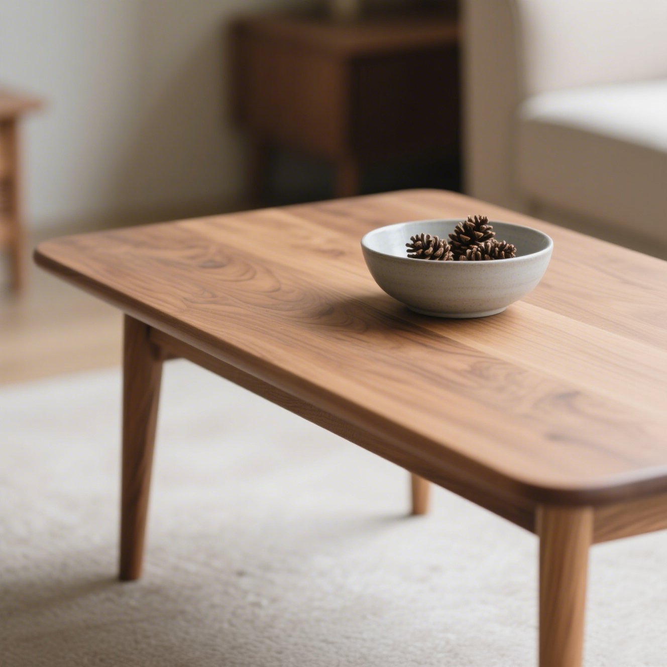 木目が美しいコーヒーテーブルの天板