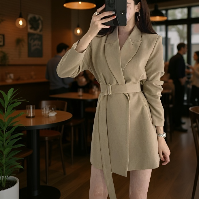 퀸카 레이스 슈트 통근 트렌치코트 클래식 통근 정장