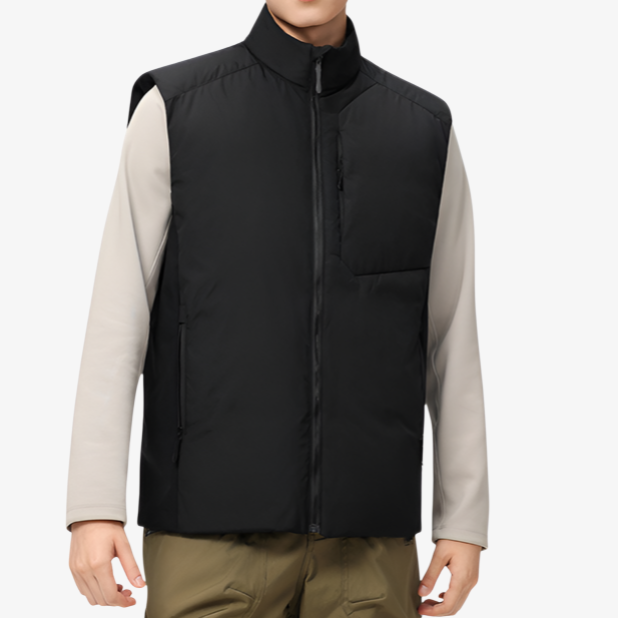 High-Quality White Duck Down Men's Stand Collar Vest - Thick