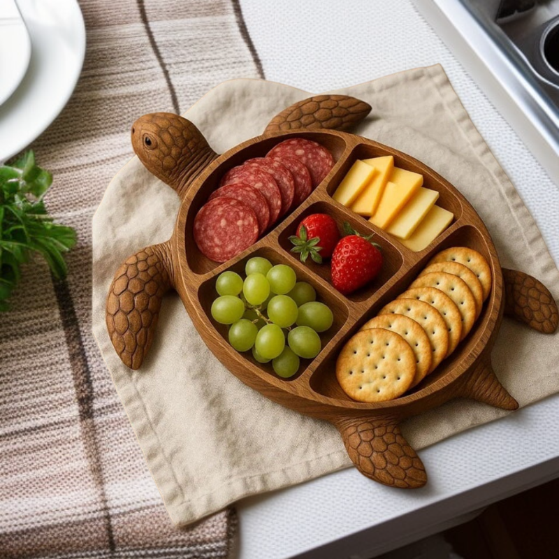 나무로 만든 동물 모양 조리 접시