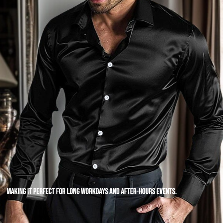 Men's shiny hanging business long sleeved shirt