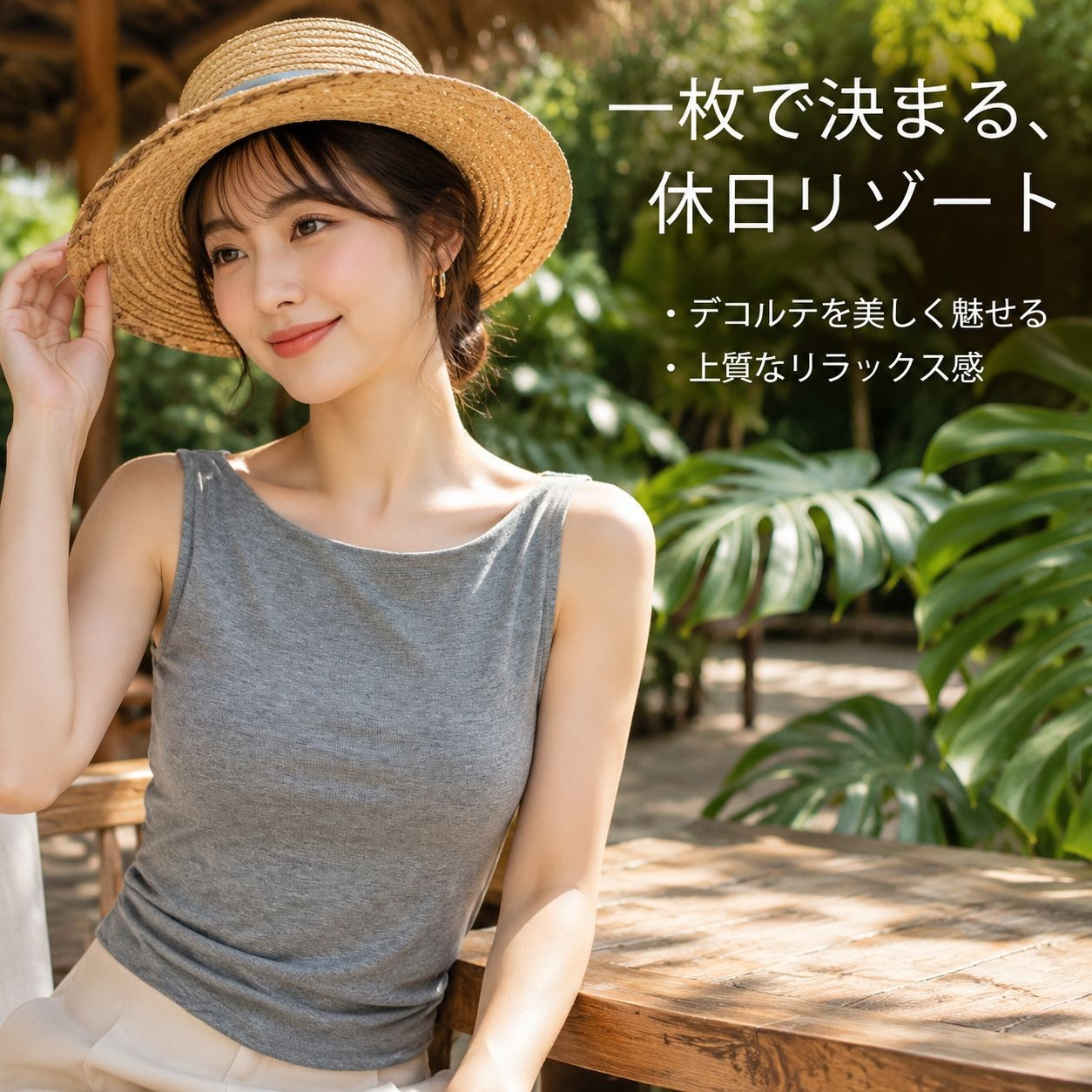 レディース オフショルダー ノースリーブ タンクトップ