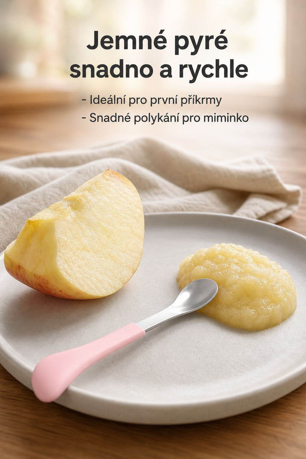 Nerezová lžička na ovocné pyré pro děti