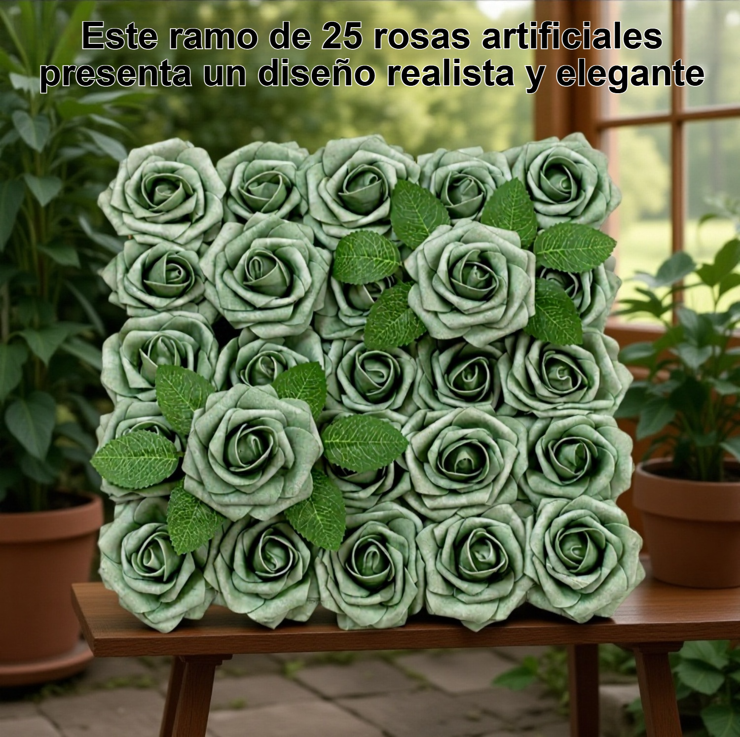 Ramo de 25 Rosas Artificiales Flores Falsas