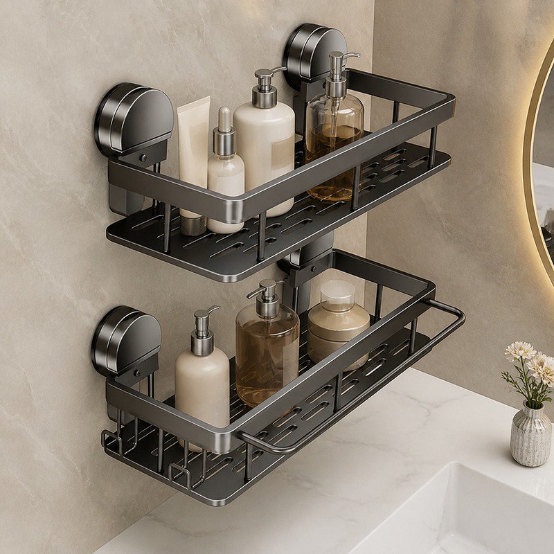 Organizador de pared con ventosas para baño